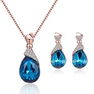 Water Drop Shape Rhinestone Pendant Earrings Necklace For Woman image