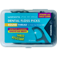 Watsons Dental Floss Picks Round Thread Toothpick Charcoal 50pcs image