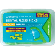 Watsons Floss Picks Round Thread Toothpick Green Tea 50 Pcs image