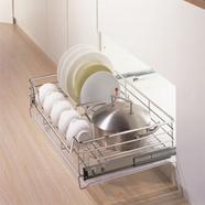 WellMax Kitchen Cabinet Multi-Functional and Economic 4 Side Bowls and Plates Chrome Plating Drawer Basket - WPB 7Q image