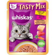 Whiskas Tasty Mix Cat Pouch Food - Chicken with Tuna and Carrot in Gravy 70g image