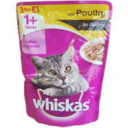 Whiskas Wet Cat Food For Adult Poultry Selection in Gravy - 100gm image