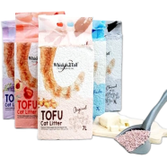 Whiskers 2Tail Tofu Cat Litter 7L | Clumping Cat Litter9 | 9.9 percent Dust Free Unscented Tofu Super Absorbent Litter image