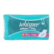 Whisper Maxi fit Wings Sanitary Pads for Women Large- 15 Napkins image