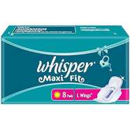 Whisper Maxi fit Wings Sanitary Pads for Women, Large, 8 Napkins - WH0190