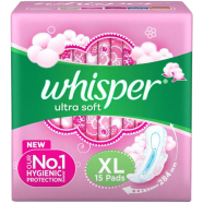 Whisper Ultra Softs Air Fresh Sanitary Pads for Women - XL 15 Napkins - WH0202