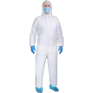 White Disposable Coveralls with Hood, Polypropylene PP Breathable Material, used for Spray Painting and Cleaning Work 1p image