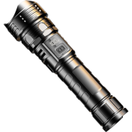 White Laser LED Flashlight 800mAh 10W Rechargeable 3000 Lumens Digital Display Zoom Multi Mode Outdoor Torch image
