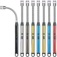 Windproof 360 Degree Free Rotation BBQ Lighter USB Rechargeable Electric Arc Lighter for Candle Kitchen image