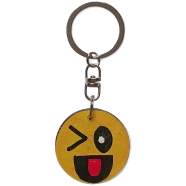 Winking Face With Tongue Hand-Painted Wooden Keyring image