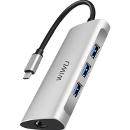 Wiwu Alpha 631STR 6-in-1 Multiport portable USB 3.0 Type-C Hub Adapter- Gray image
