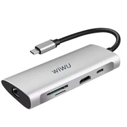 Wiwu Alpha 831HRT 8-in-1 USB 3.0 Type-C HDMI Hub- Gray image