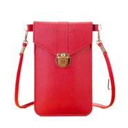 Women's PU Leather Phone Holder with Neck Strap Wallet Touch Screen Bag image