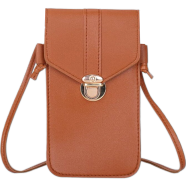 Women’s PU Leather Phone Holder With Neck Strap Wallets Touch Screen Bags(Brown ) image