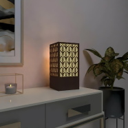 Wood Table Lamp for Home and Office | Warm Light | Laser-Cut Design | Minimalist Wooden Decorative Lamp for Bedroom and Living Room by Ednfy image