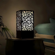 Wood Table Lamp with Warm Yellow Lighting | Minimalist Laser-Cut Wooden Design | Perfect for Bedroom, Living Room, Study and Home Decor by Ednfy image