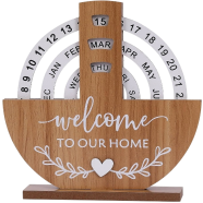 Wooden Creative Calendar Perpetual Calendar Wooden Blocks Calendar for Home Office Desk image