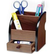 Wooden Desk Organizer with Pen Holder and Small Drawer - Office Accessories icon
