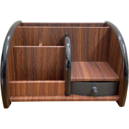 Wooden Desk Organizer with Pen, Pencil, Business Card, and Mobile Holder image