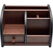 Wooden Desk Organizer with Pen, Pencil, Business Card, and Mobile Holder icon