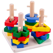 Wooden Four Sets Column, Geometric Shape Four Column Blocks, Early Educational and Learning Toys icon