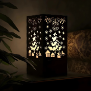 Wooden Modern Table Lamp | Laser-Cut Design | Warm Yellow Light for Bedroom, Living Room and Office | Elegant Home Decor Accent Lamp by Ednfy image