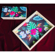 Wooden Tray Plus Teabox Combo image
