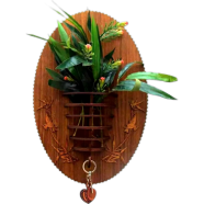Wooden Wall-Mounted Flower Vase With Key Holder image
