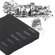 Worison Drawing Shading Compressed Charcoal Sticks, Soft, Medium, Hard-6 Pcs