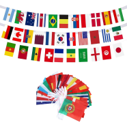 World Cup Football Party Decoration Bunting Banner With Small Flags (21 X 14 Cm Each) 48 Pcs image