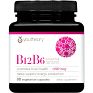 YOUTHEORY B12 B6 Vegan Vitamin B6 and B12 Brain Health Energy and Immunity Support 60 image