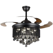 Yamada 42 Inch Chandelier 521B Model 4 Blades Ceiling Fan (Under Light, Invisible Blades, Remote Control) image