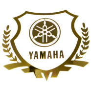 Yamaha Branded Metallic Motorcycle/Car Side Body Badge Emblem Self Adhesive Decals - Golden Color 6.5 X 5.2 cm -1 Piece image
