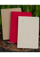 Yellowish Page Hand Made Texture Grey, Kraft and Red Cover Notebook 3-Pack image
