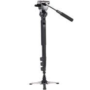 Yunteng VCT 588 Telescoping Monopod With Detachable Tripod Stand Base Fluid Drag Head For DSLR Camera Camcorder image