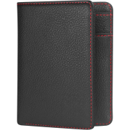Zays Handcrafted Premium Leather Bifold Short Wallet (ZSW124-Black) - Black And Red icon