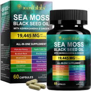 Zoyava Sea Moss Black Seed Oil Ashwag and Ha Ginger 60 Capsules - 198168202500 image