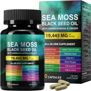 Zoyava Sea Moss Black Seed Oil Ashwagandha Ginger 60 Capsules image