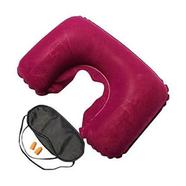 3 in 1 Travel Pillow Set Earplug, Eye Cover - Maroon 3 in 1 Travel Pillow Set Earplug, Eye Cover - Maroon image