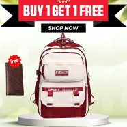  Academy Style School Bag Book Bag Lightweight College Student Backpack (Buy One Get One Prumeum Wallet FREE) image
