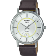  Casio Enticer Day Date Stainless Steel Leather Belt Watch image