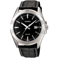  Casio Enticer Series Leather Black Watch For Men - MTP-1308L-1AVDF 