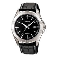 Casio Enticer Series Leather Black Watch For Men image