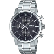  Casio MTP-E510D-1A1VDF Standard Chronograph Black Silver Chain Watch image