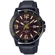  Casio Watch Men's Analog Brown Dial Leather Band - MTP-VD01BL-5BVUDF