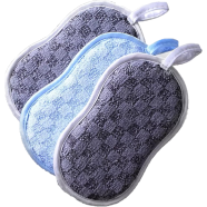  Dishwashing Eight - Shaped Sponge to Wipe The Pot Artifact, Non - Stick Oil Double - Sided Dishwashing Cloth, Two Color Rag - 1 pcs image