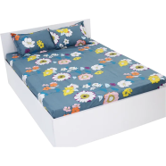  Double King Size Flat Bed Sheet Set (7.5 By 8.5 Feet) With Two Pillow Covers image