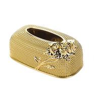 Luxurious Rose Tissue Box Plastic Rectangle Tissue Box Cover Lace Smooth Facial Tissue Box Holder For Dresser Bathroom Decor (Rose Gold) image