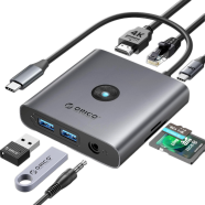 ORICO 8 in 1 Type C Dock Multifunctional Station FAX3-8PM-GY image