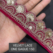  Premium Gold Embroidered Velvet Lace Trim Per Yard image